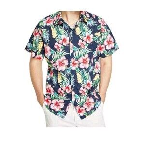 SSLR Hawaiian Shirt Mens Size XXL Button Up Shirt Short Sleeve Cotton